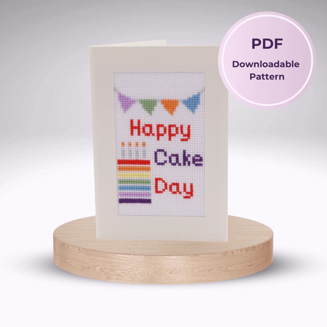 Happy Cake Day Cross-stitch PDF Downloadable Pattern