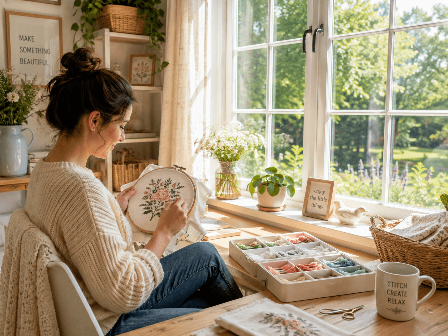 Sewing by the window