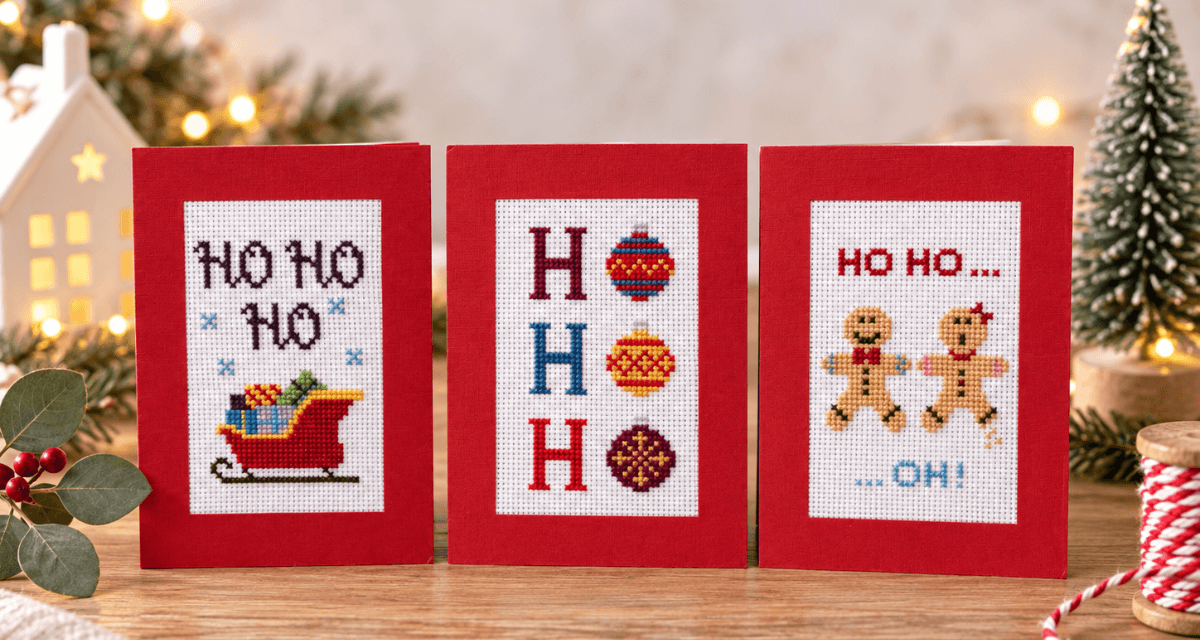 Christmas cards on table